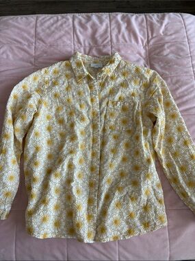 J. Jill Yellow Daisy Print Button-Up Shirt